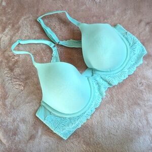 Aerie Green Lace Trimmed Bra with Adjustable Straps